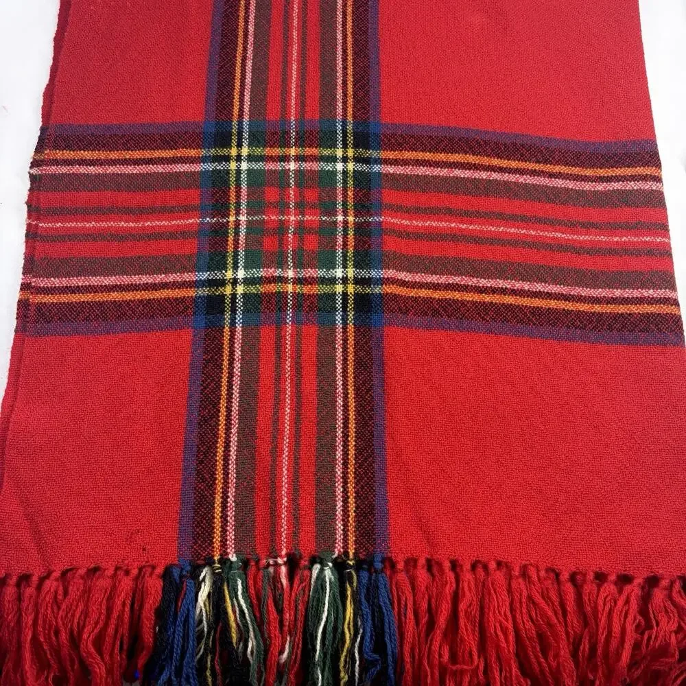 Churchill Weavers Wool Red Plaid Throw Blanket 48x60” Kentucky Governor Label